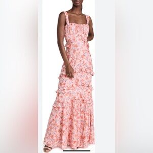 SALONI Chandra ruffled floral-print fil coupé silk-blend georgette maxi dress